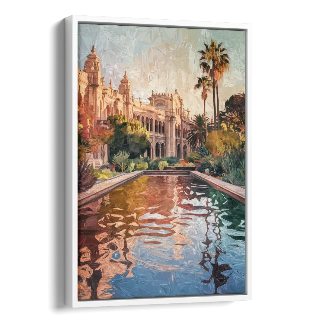 San Diego Balboa Park Scenes Side - White Canvas Wall Art