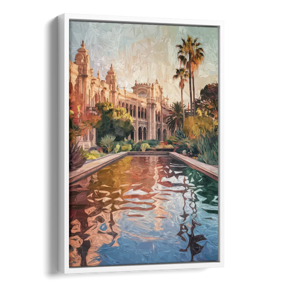 San Diego Balboa Park Scenes Side - White Canvas Wall Art