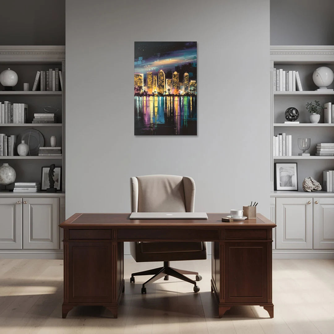 San Diego City Lights - Canvas Wall Art - Office - 24x36