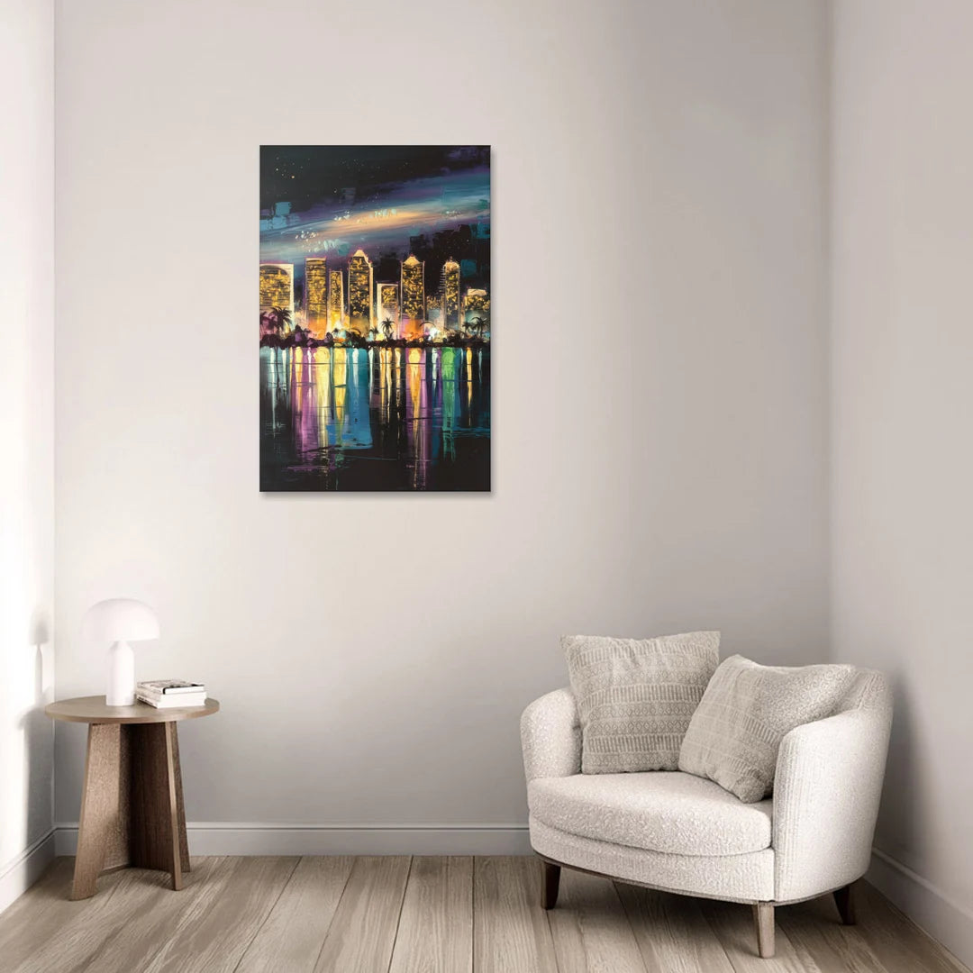 San Diego City Lights - Canvas Wall Art - Sofa - 24x36