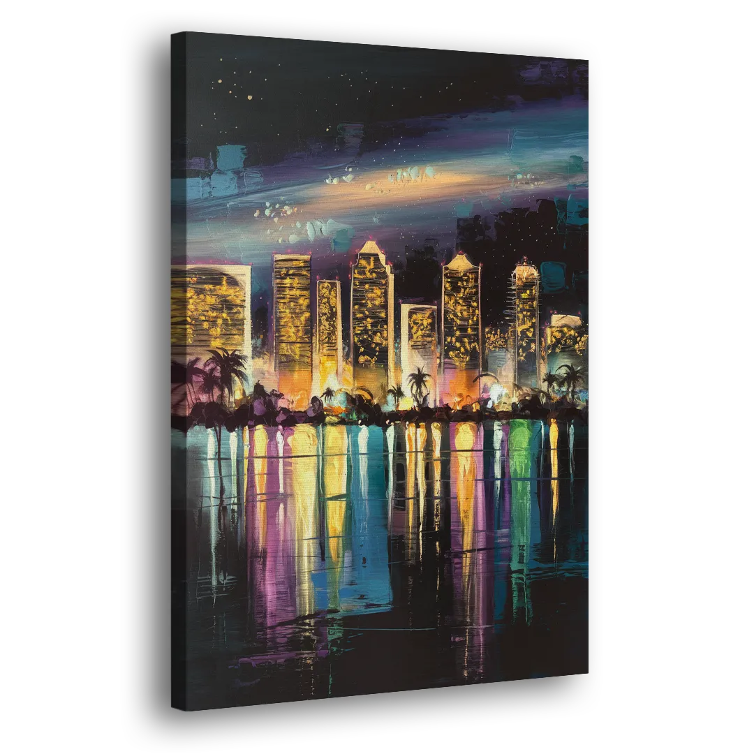 San Diego City Lights Side - Canvas Wall Art
