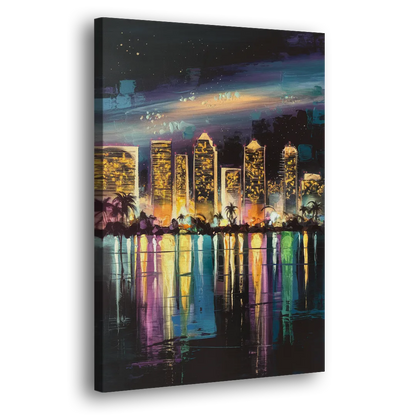 San Diego City Lights Side - Canvas Wall Art