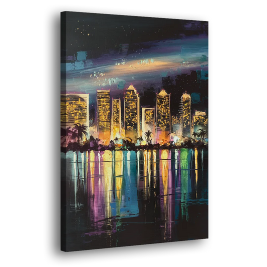 San Diego City Lights Side - Canvas Wall Art