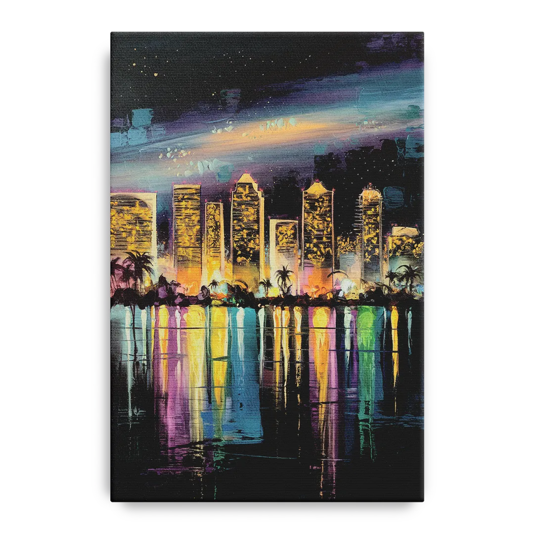San Diego City Lights Front - Canvas Wall Art