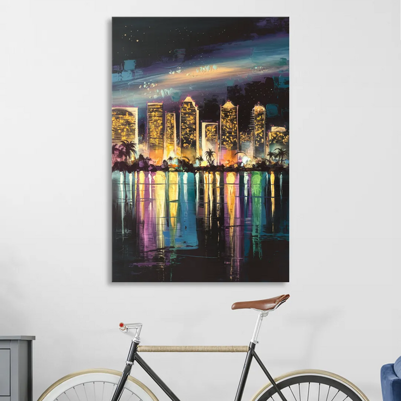 San Diego City Lights Sitting Room - Canvas Wall Art