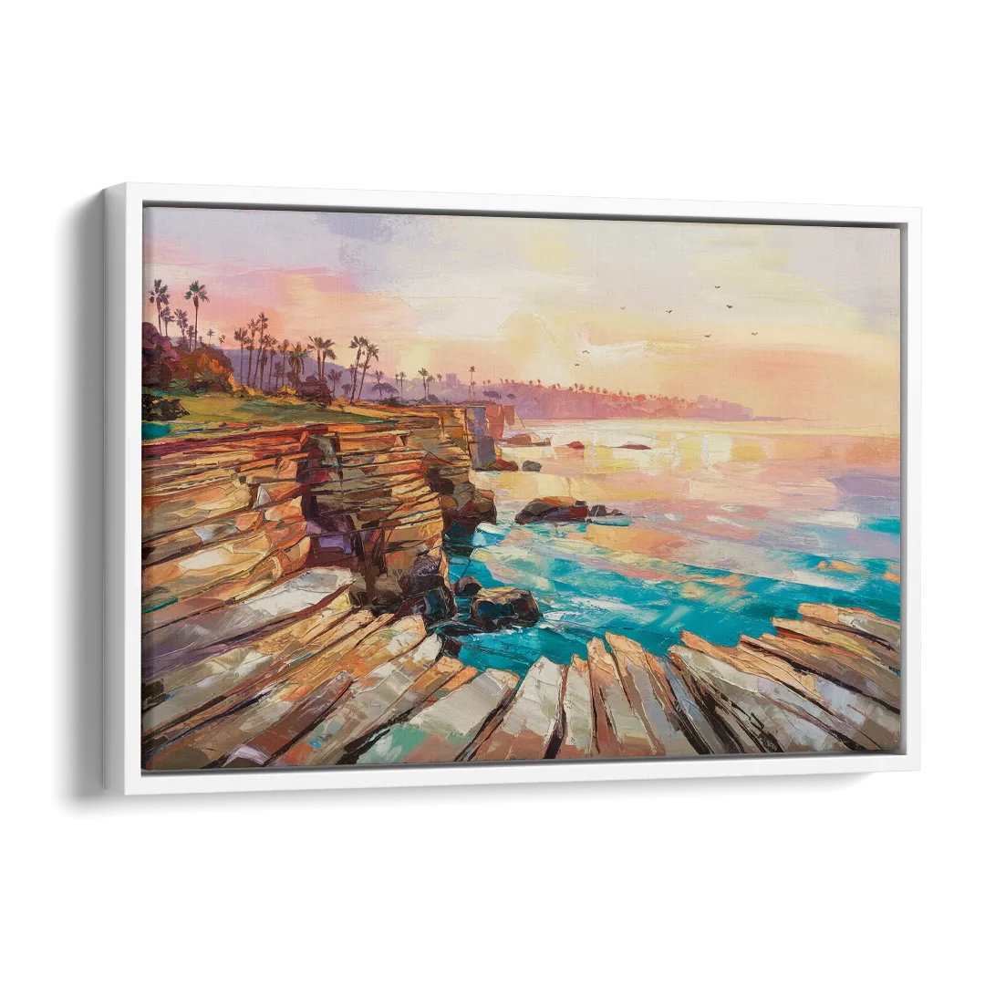 San Diego Coastal Cliffs Side - White Canvas Wall Art