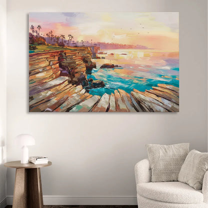 San Diego Coastal Cliffs Sitting Room - Canvas Wall Art