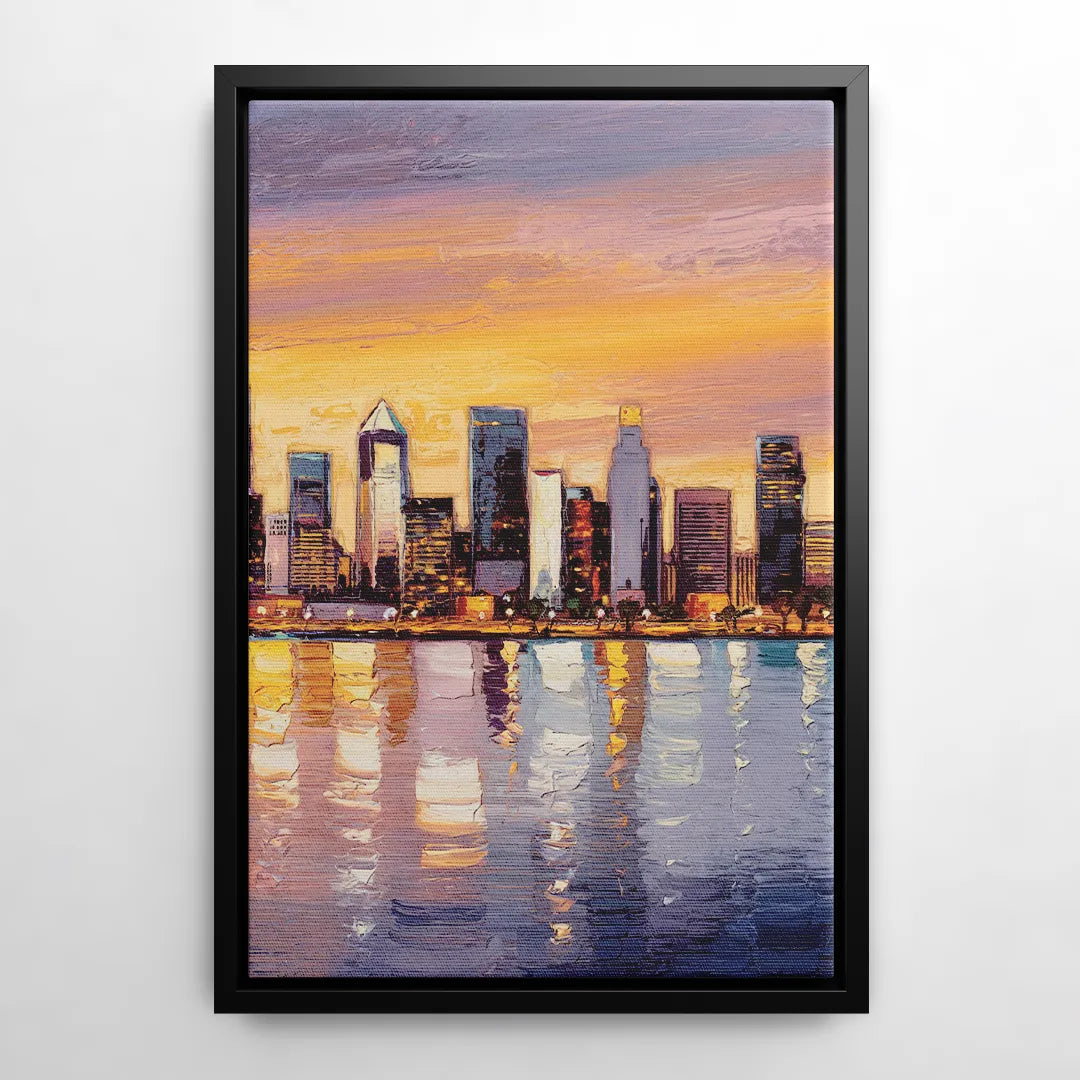 San Diego Downtown Skyline - Black Frame Canvas