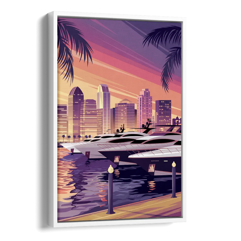 San Diego Harbor View Side - White Canvas Wall Art