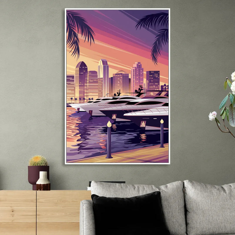 San Diego Harbor View Sitting Room - White Canvas Wall Art