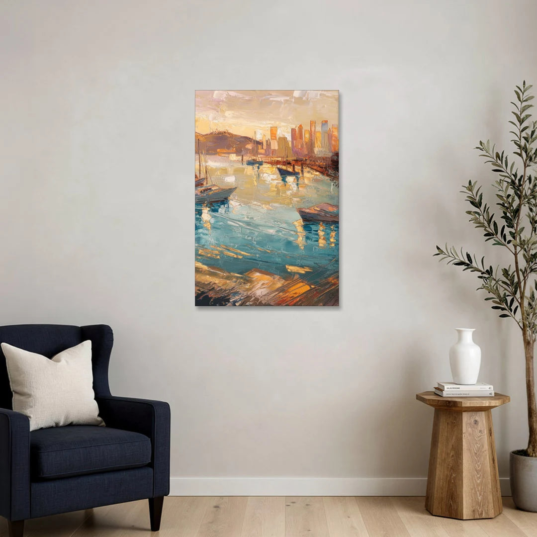 San Diego Harbor View Coastal - Canvas Wall Art - Sofa - 24x36