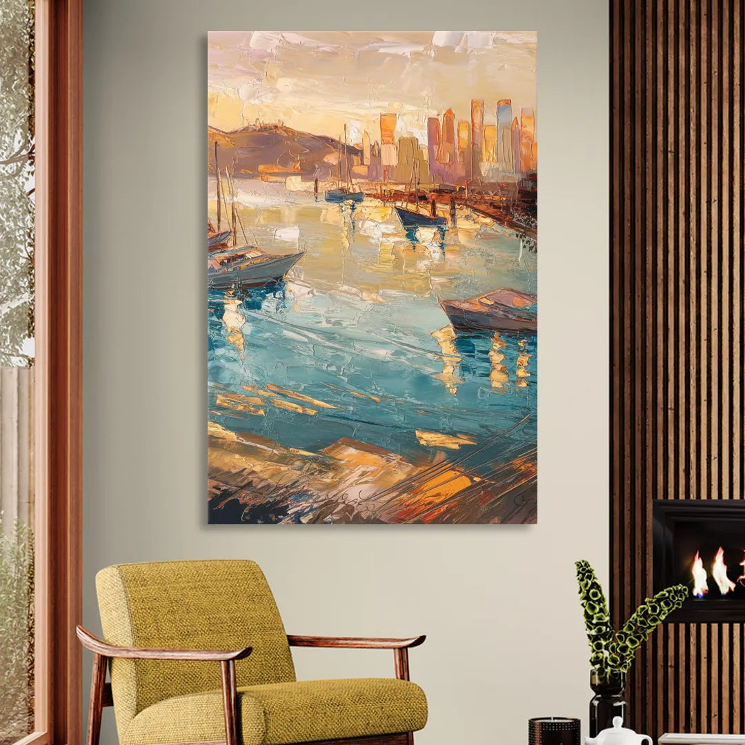 San Diego Harbor View Coastal Sitting Room - Canvas Wall Art