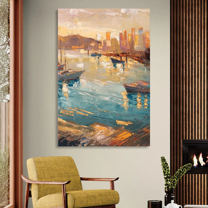San Diego Harbor View Coastal Sitting Room - Canvas Wall Art