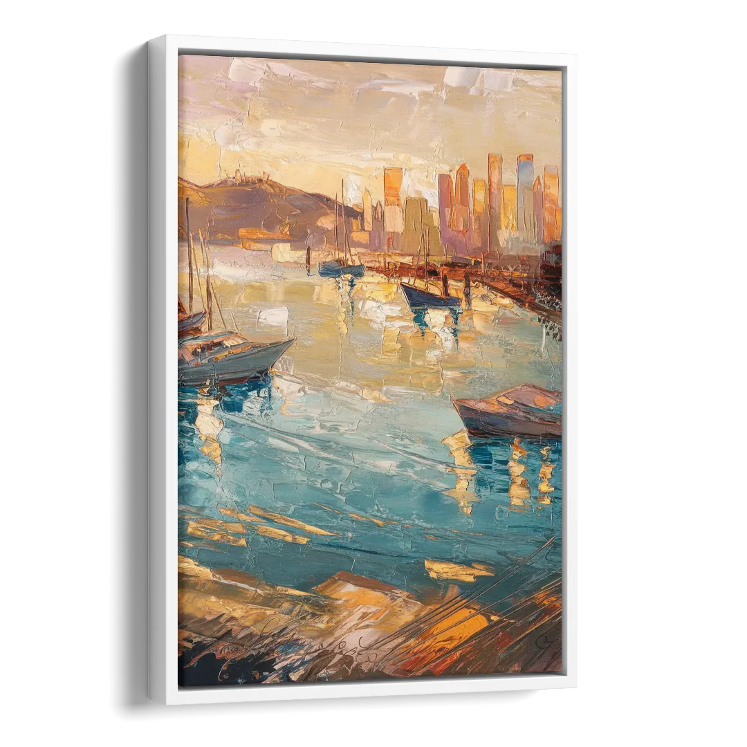 San Diego Harbor View Coastal Side - White Canvas Wall Art