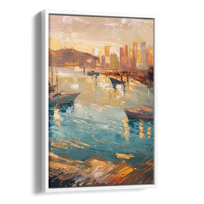San Diego Harbor View Coastal Side - White Canvas Wall Art