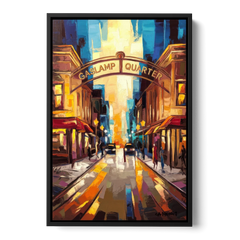 San Diego Historic Gaslamp District - Black Framed Canvas Wall Art - Front