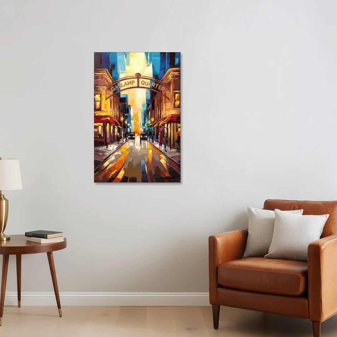 San Diego Historic Gaslamp District - Canvas Wall Art - Sofa - 24x36