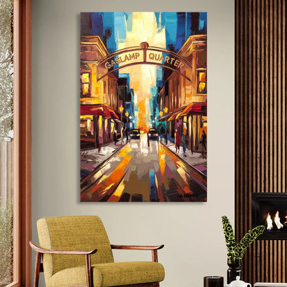 San Diego Historic Gaslamp District Living Room - Canvas Wall Art