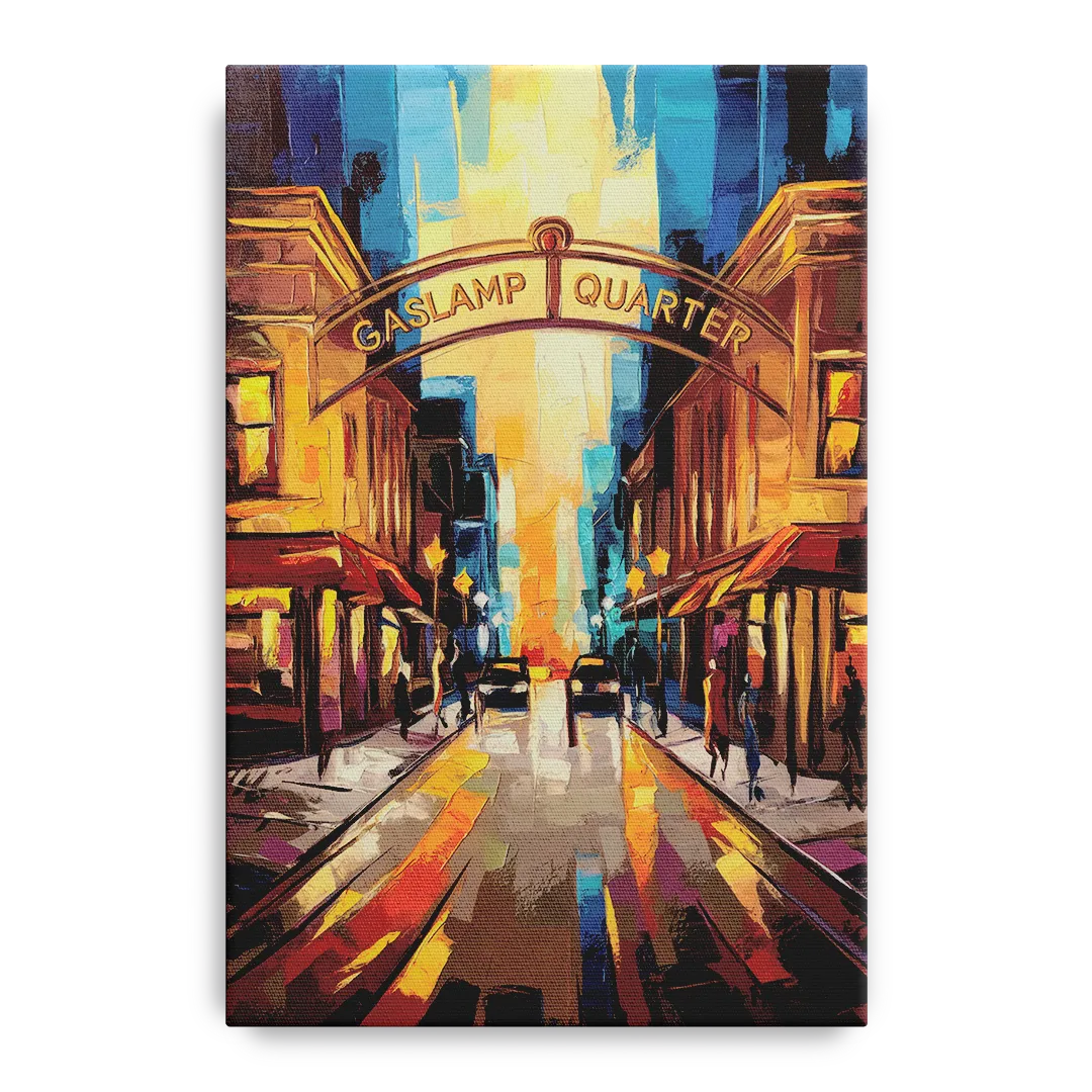 San Diego Historic Gaslamp District Front - Canvas Wall Art
