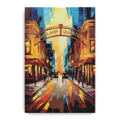 San Diego Historic Gaslamp District Front - Canvas Wall Art