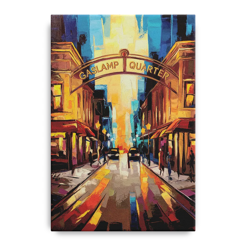 San Diego Historic Gaslamp District Front - Canvas Wall Art