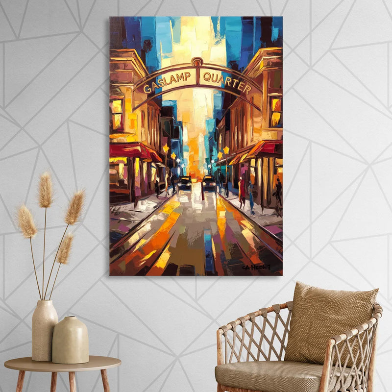 San Diego Historic Gaslamp District Sitting Room - Canvas Wall Art