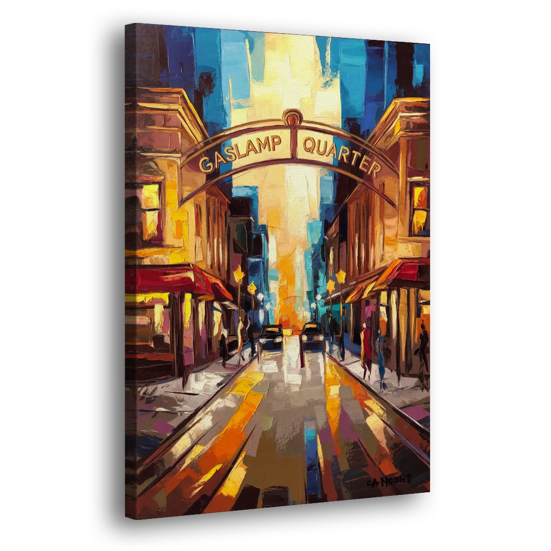 San Diego Historic Gaslamp District Side - Canvas Wall Art