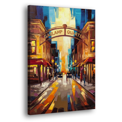 San Diego Historic Gaslamp District Side - Canvas Wall Art