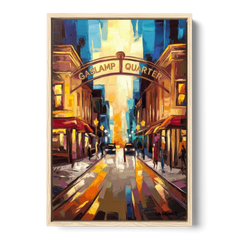 San Diego Historic Gaslamp District - Oak Framed Canvas Wall Art - Front