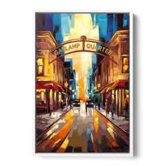 San Diego Historic Gaslamp District - White Framed Canvas Wall Art - Front