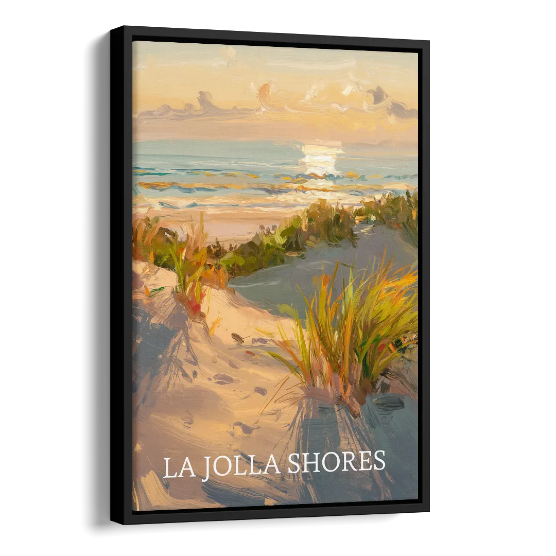 San Diego La Jolla Shores Side - Black Canvas Wall Art