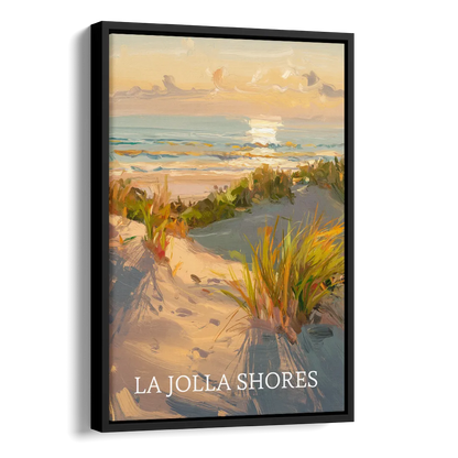 San Diego La Jolla Shores Side - Black Canvas Wall Art