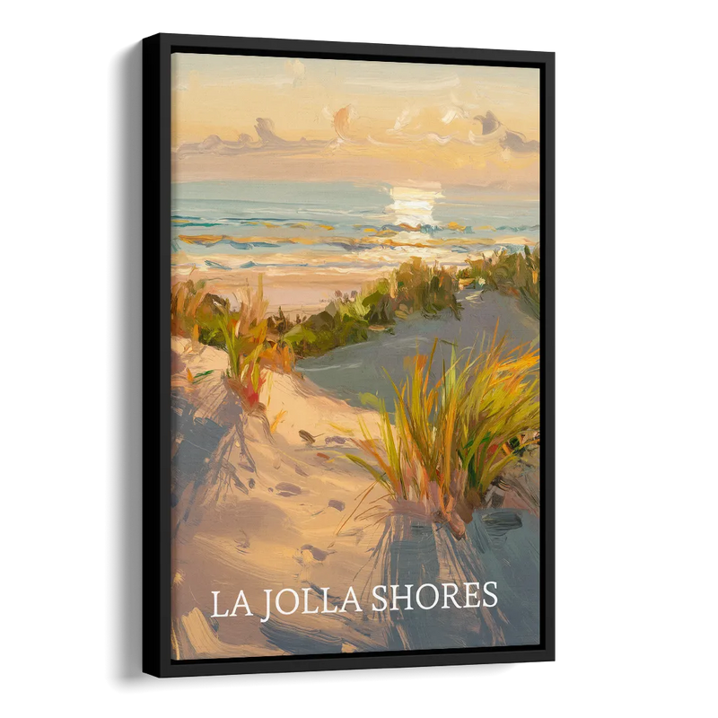 San Diego La Jolla Shores Side - Black Canvas Wall Art