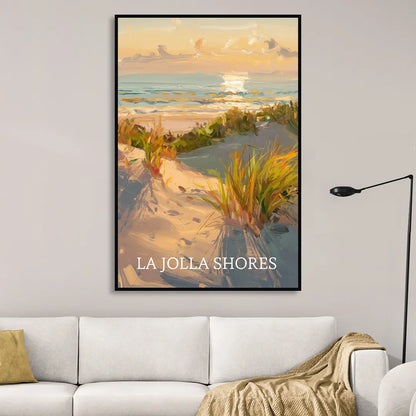 San Diego La Jolla Shores Living Room - Black Canvas Wall Art