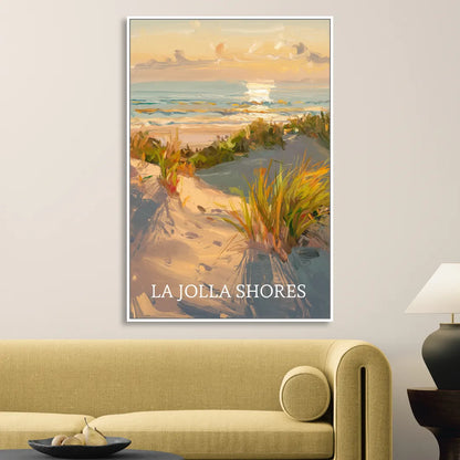San Diego La Jolla Shores Sitting Room - White Canvas Wall Art