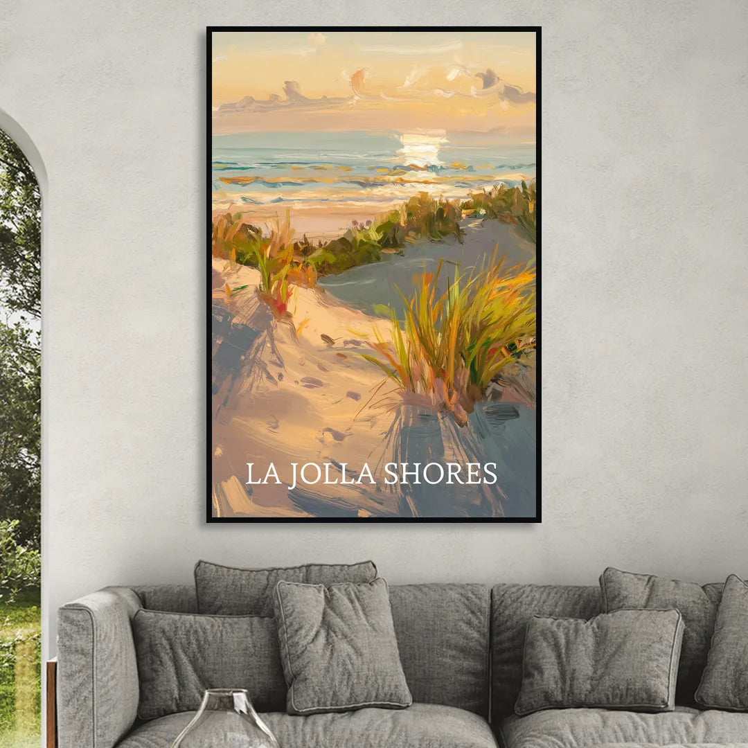 San Diego La Jolla Shores Sitting Room - Black Canvas Wall Art