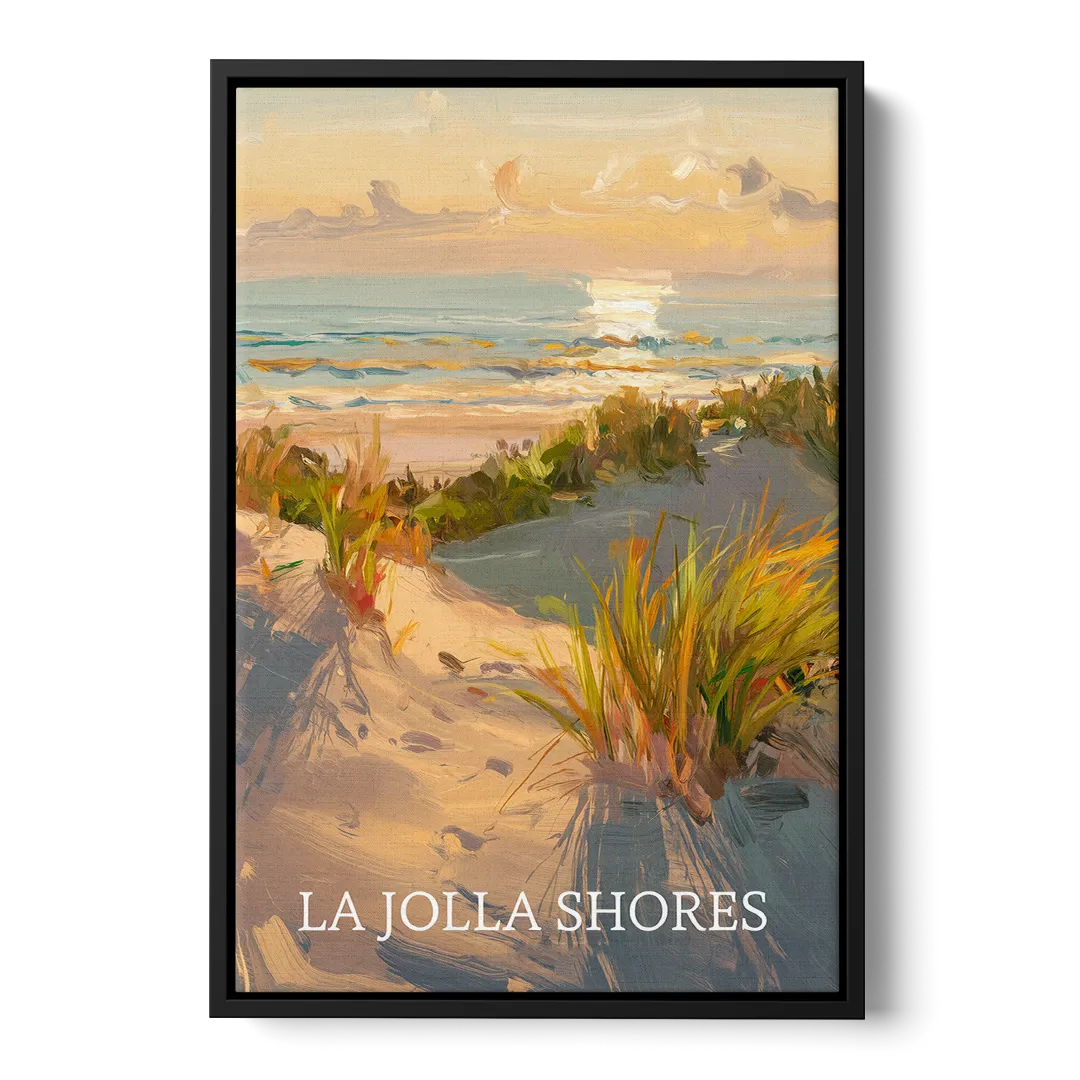 San Diego La Jolla Shores Front - Black Canvas Wall Art