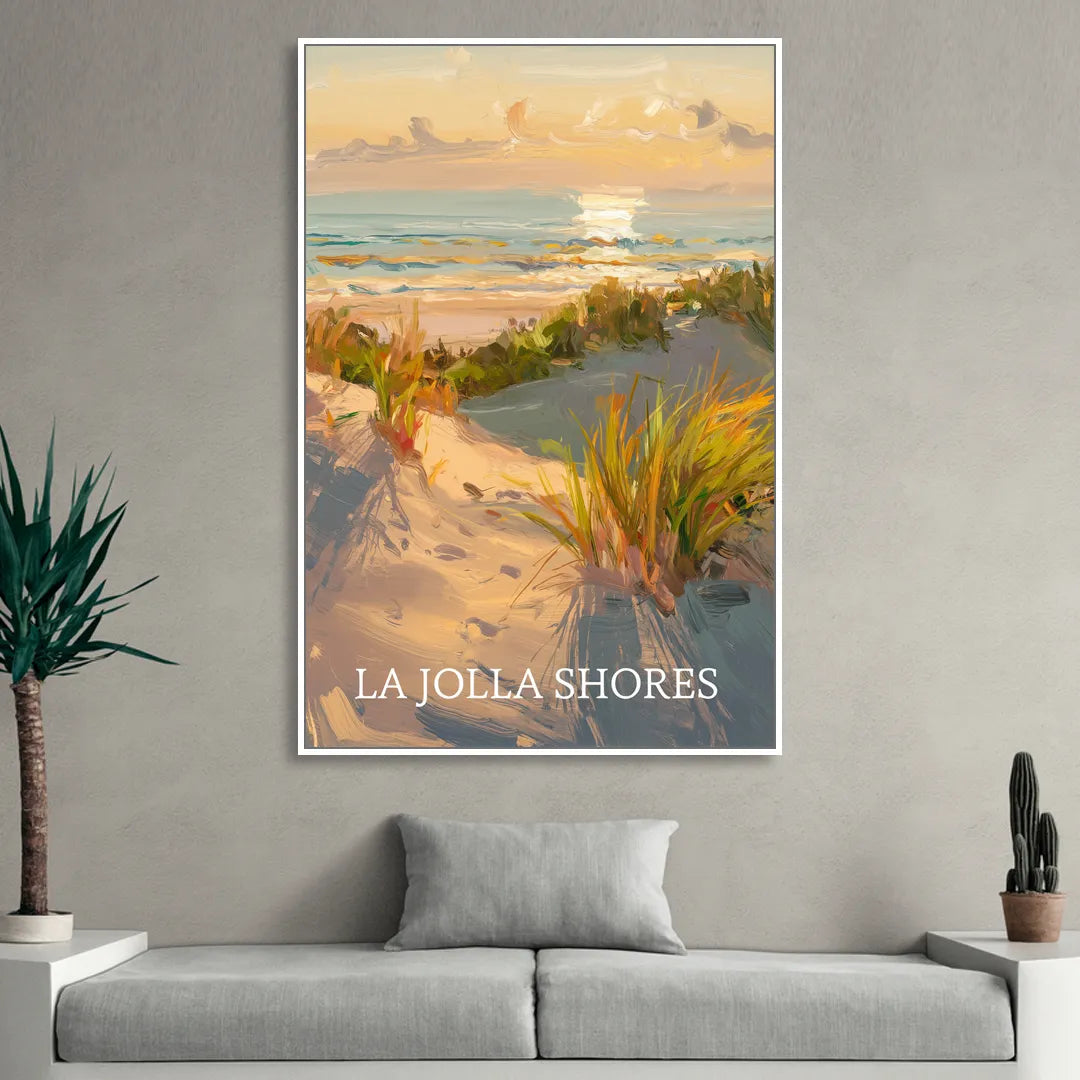 San Diego La Jolla Shores Living Room - White Canvas Wall Art