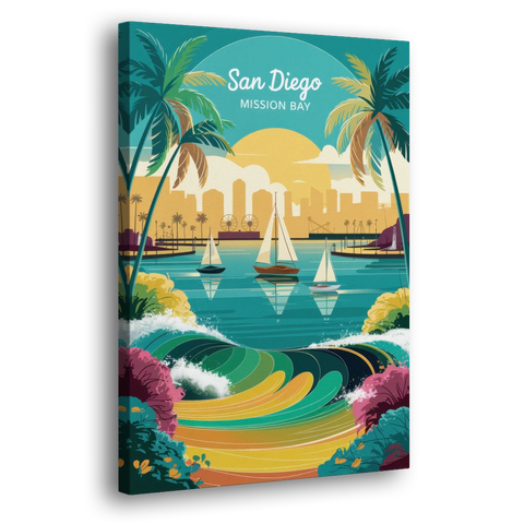 San Diego Mission Bay Views - Canvas Wall Art - Side