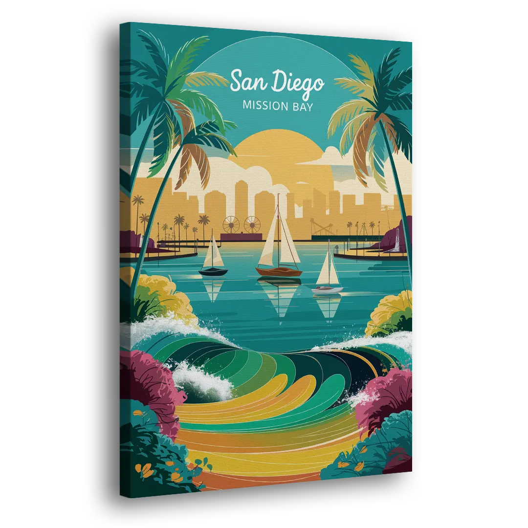 San Diego Mission Bay Views Side - Canvas Wall Art