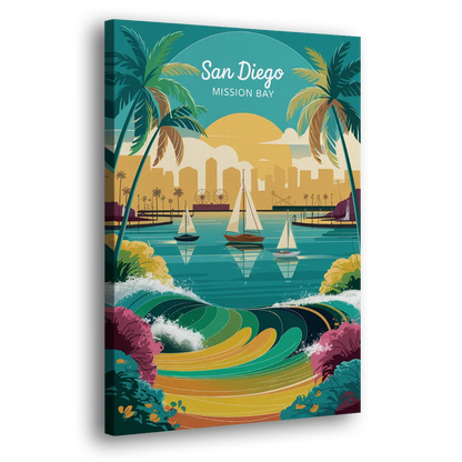San Diego Mission Bay Views Side - Canvas Wall Art