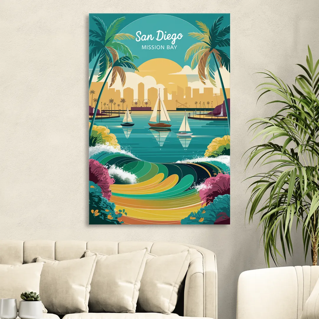 San Diego Mission Bay Views Living Room - Canvas Wall Art