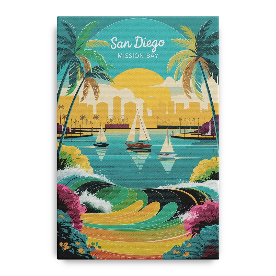 San Diego Mission Bay Views Front - Canvas Wall Art