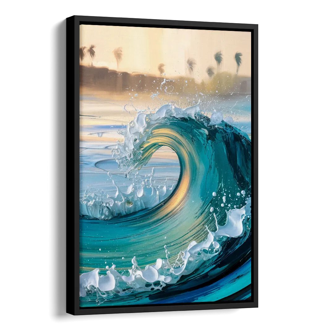 San Diego Ocean Waves Side - Black Canvas Wall Art