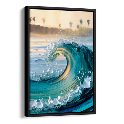San Diego Ocean Waves Side - Black Canvas Wall Art