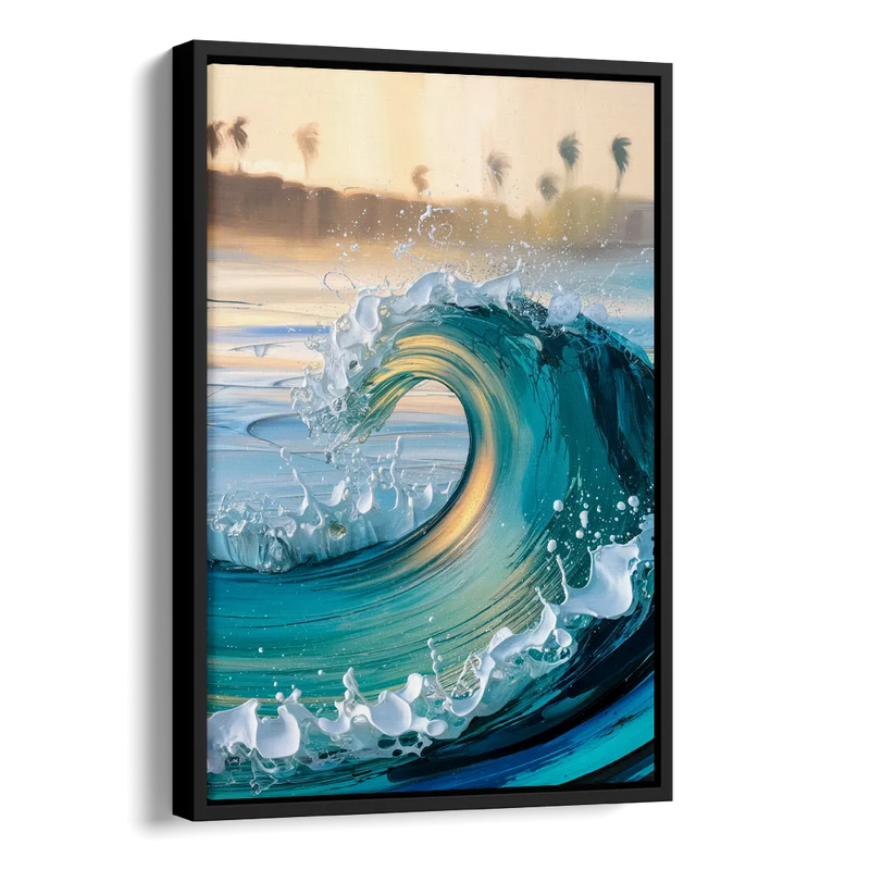 San Diego Ocean Waves Side - Black Canvas Wall Art