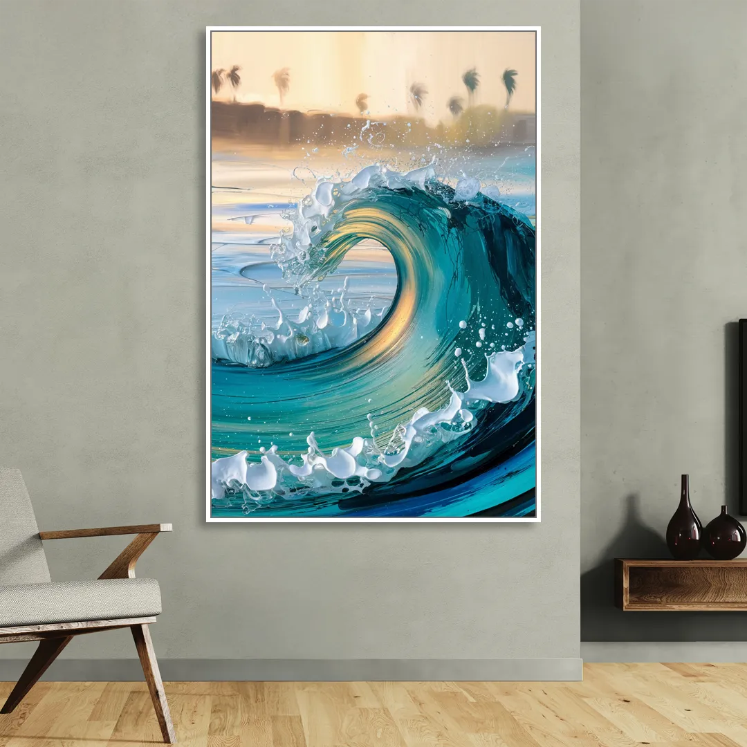 San Diego Ocean Waves Living Room - White Canvas Wall Art