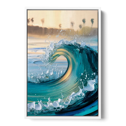 San Diego Ocean Waves Front - White Canvas Wall Art