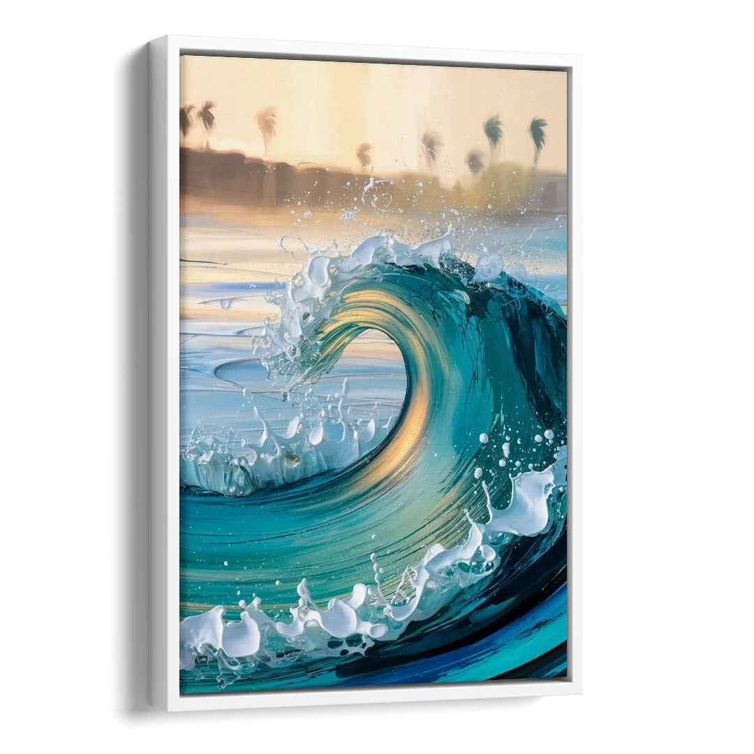 San Diego Ocean Waves Side - White Canvas Wall Art