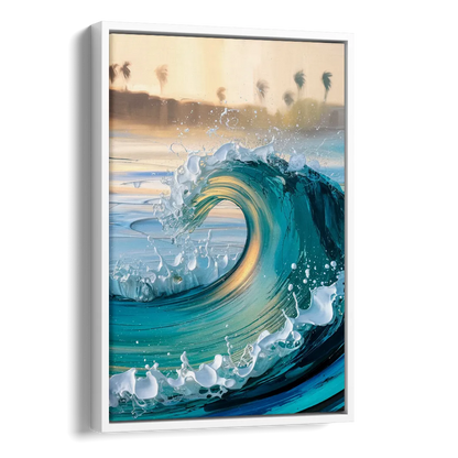 San Diego Ocean Waves Side - White Canvas Wall Art